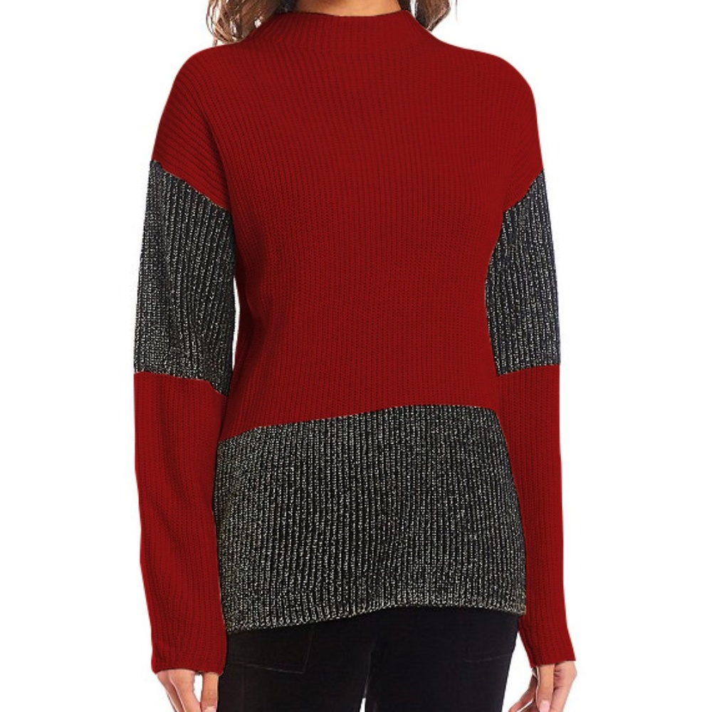 New w/ tags! Karl Lagerfeld Paris Color Block Lurex Long Sleeve Sweater
